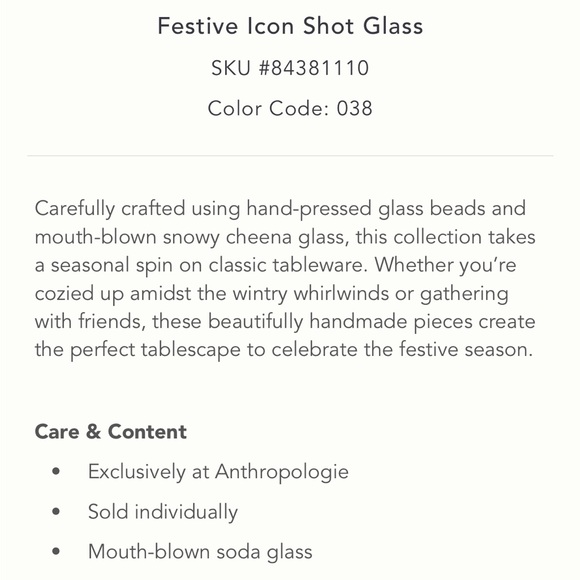 SPECIAL PRICING 🎁 Icon Shot Glass by Anthropologie - Picture 5 of 7